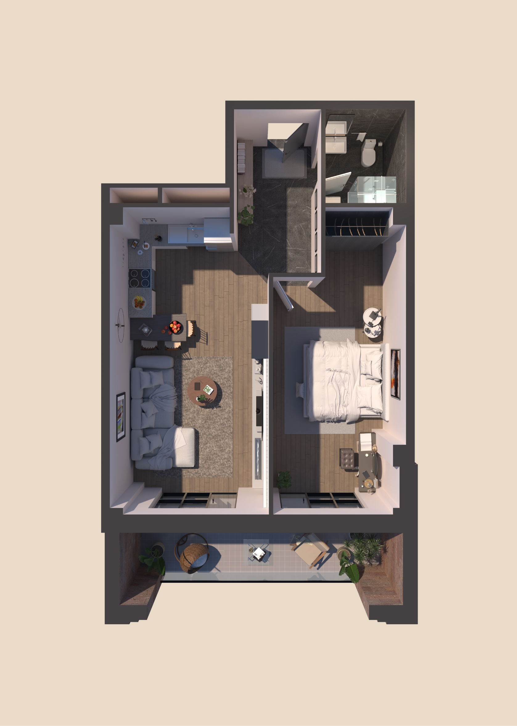 Modern apartment floor plan layout