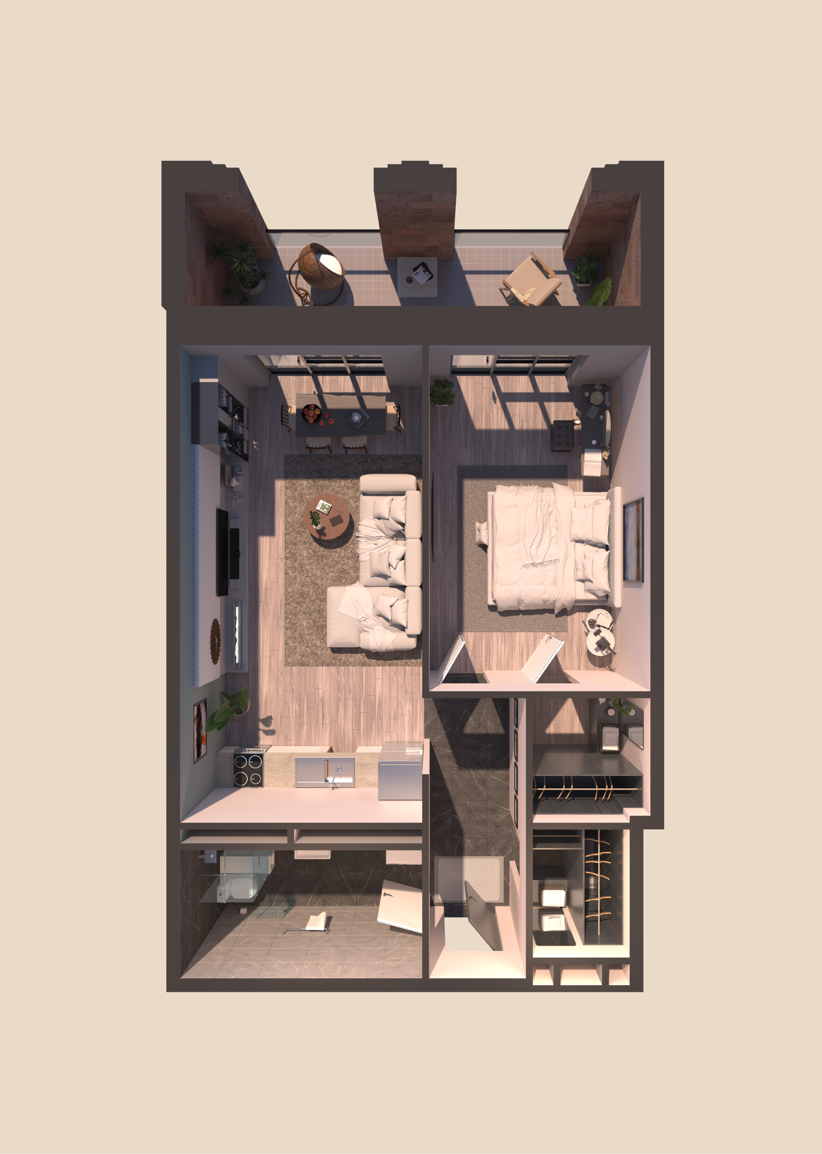 Modern apartment floor plan layout