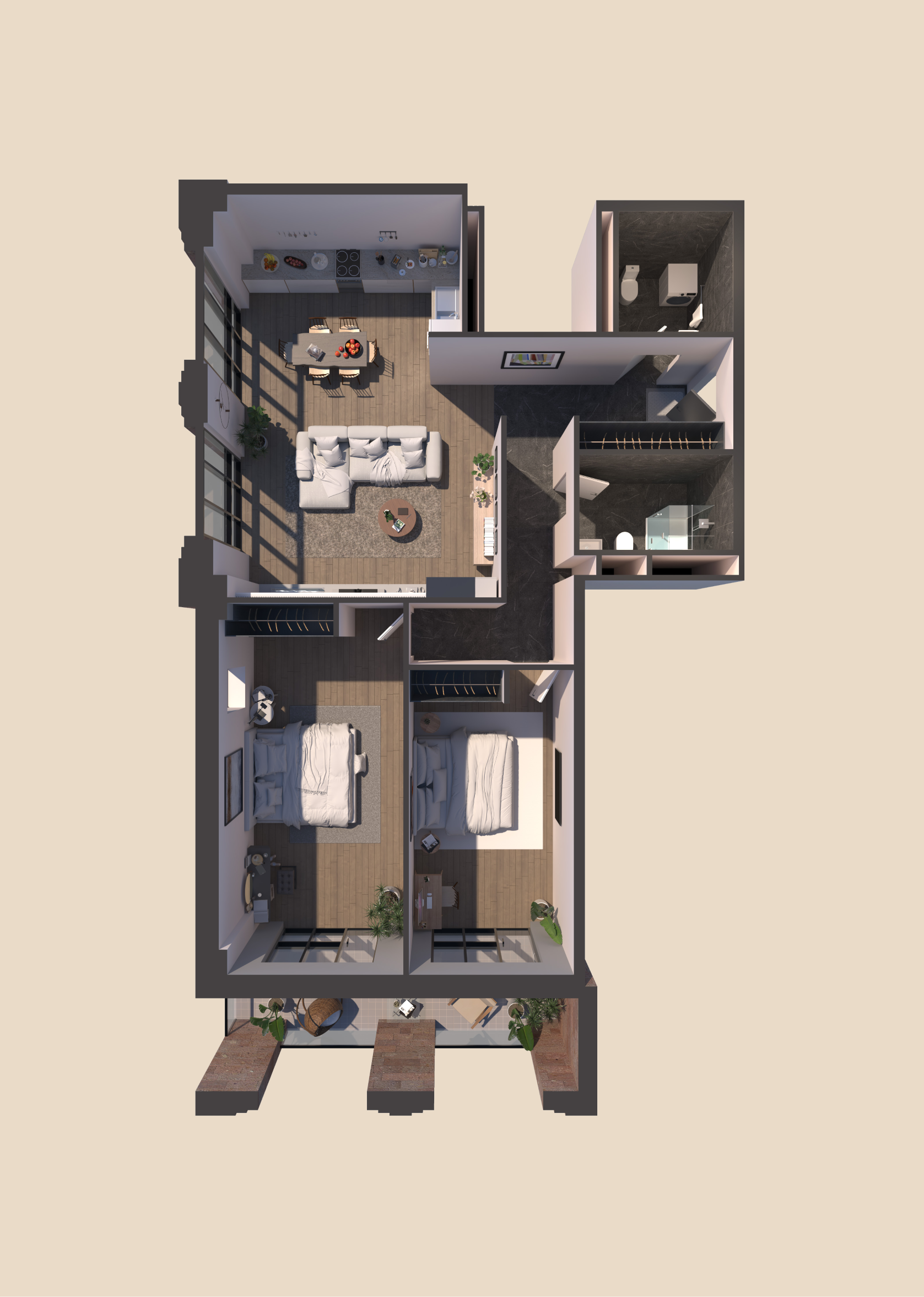 Modern apartment floor plan layout