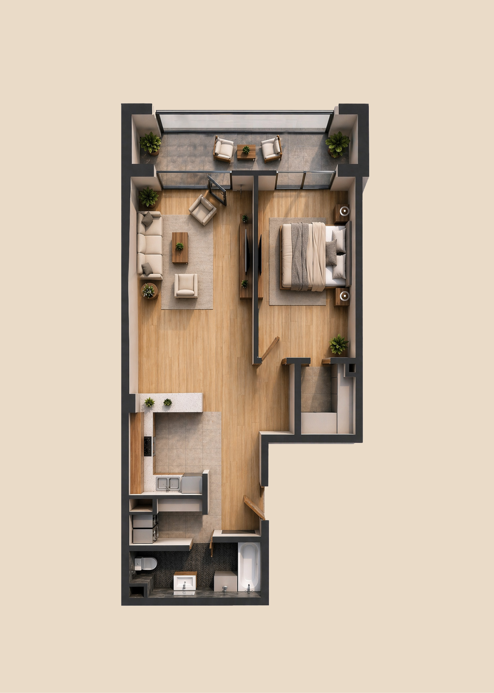 Modern apartment floor plan layout
