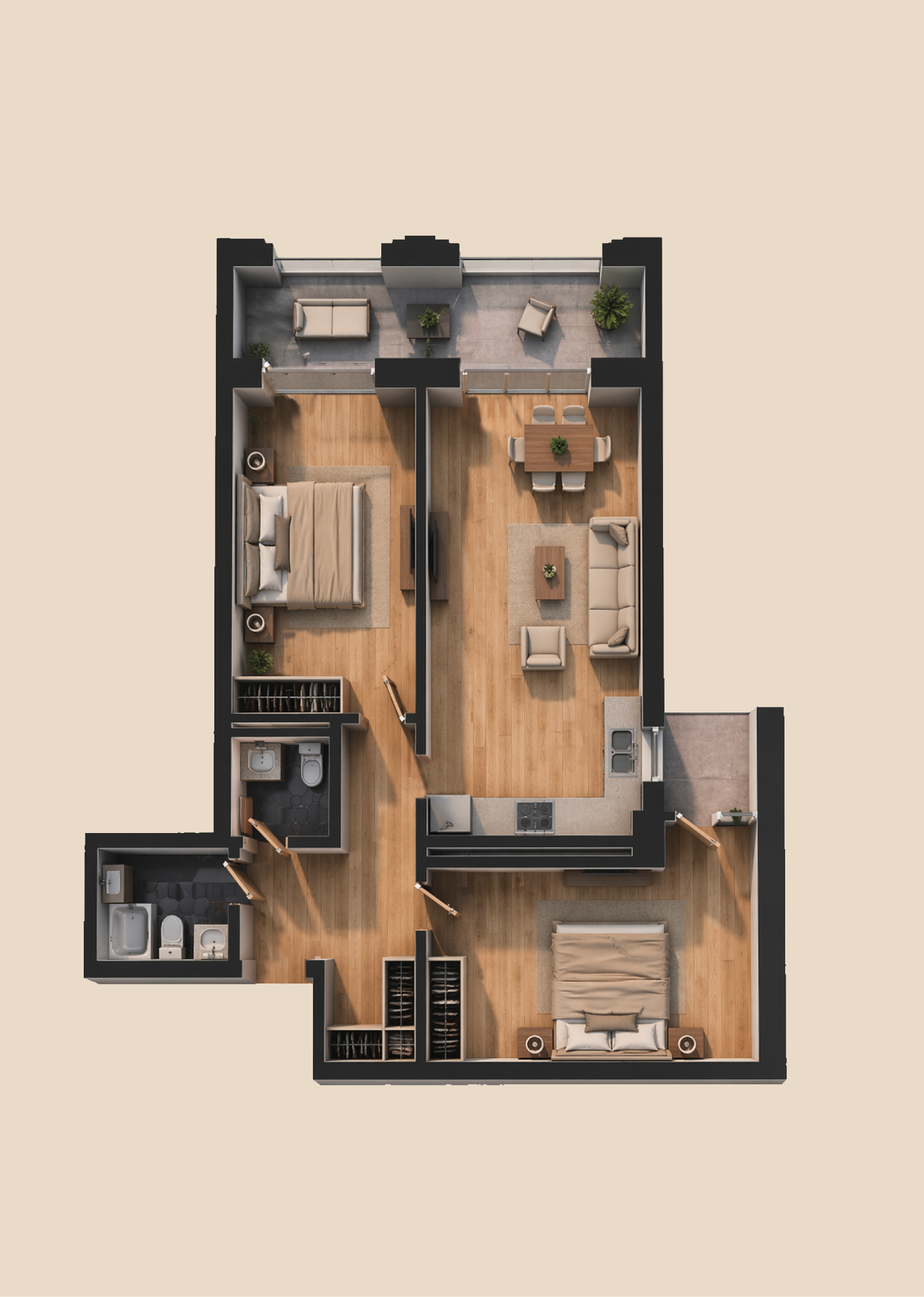 Modern apartment floor plan layout