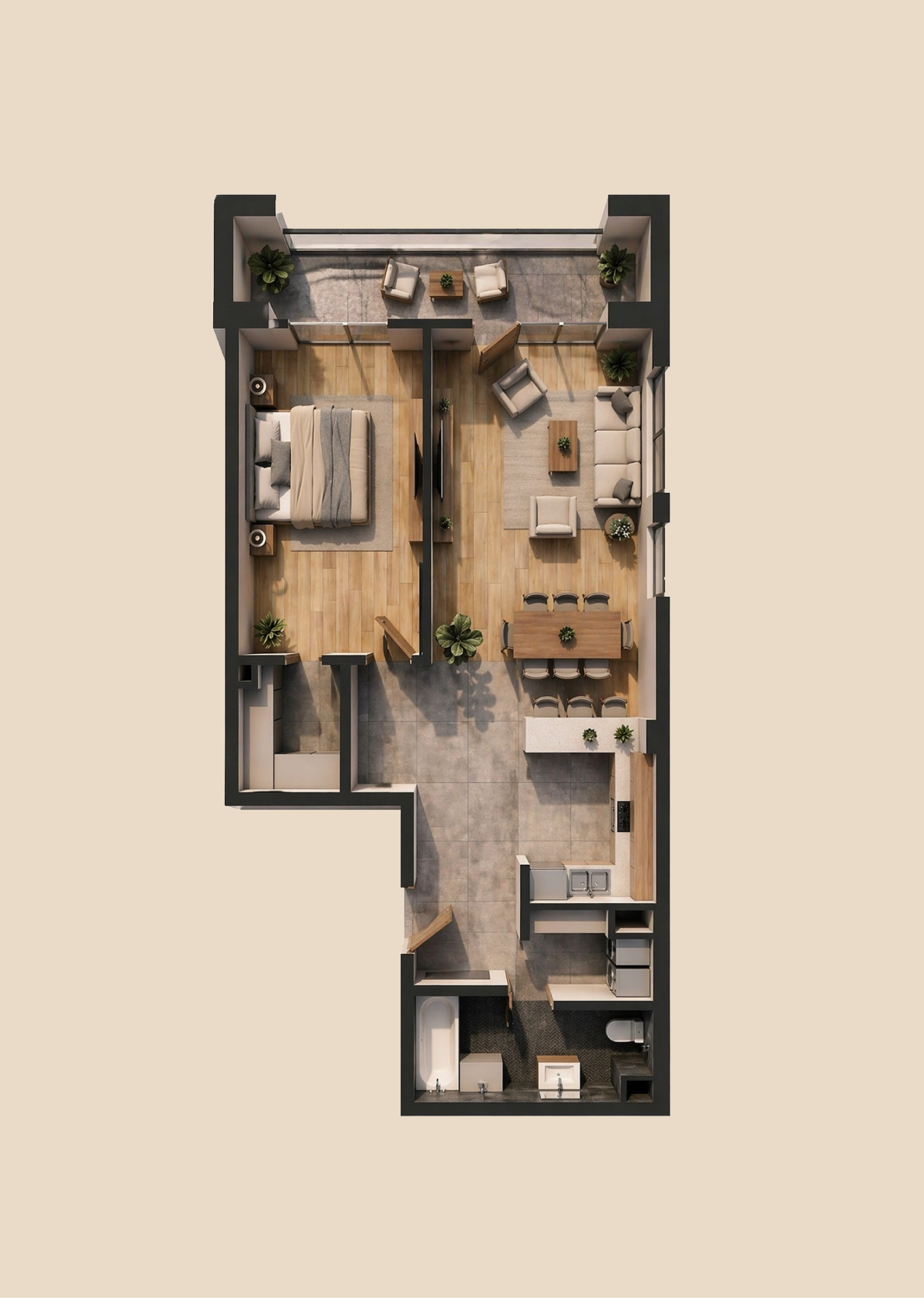 Modern apartment floor plan layout