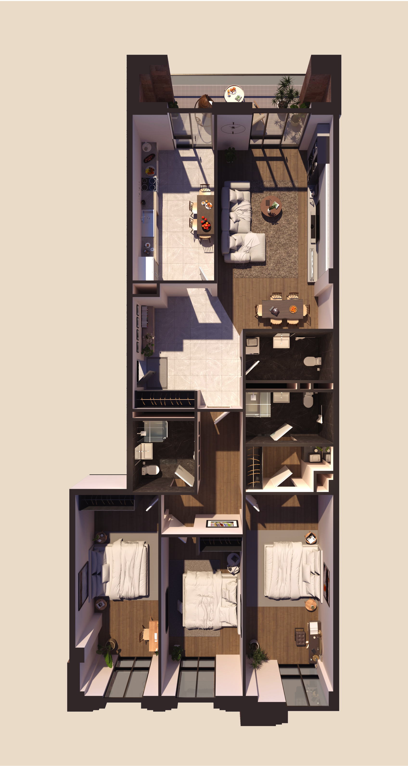 Modern apartment floor plan layout