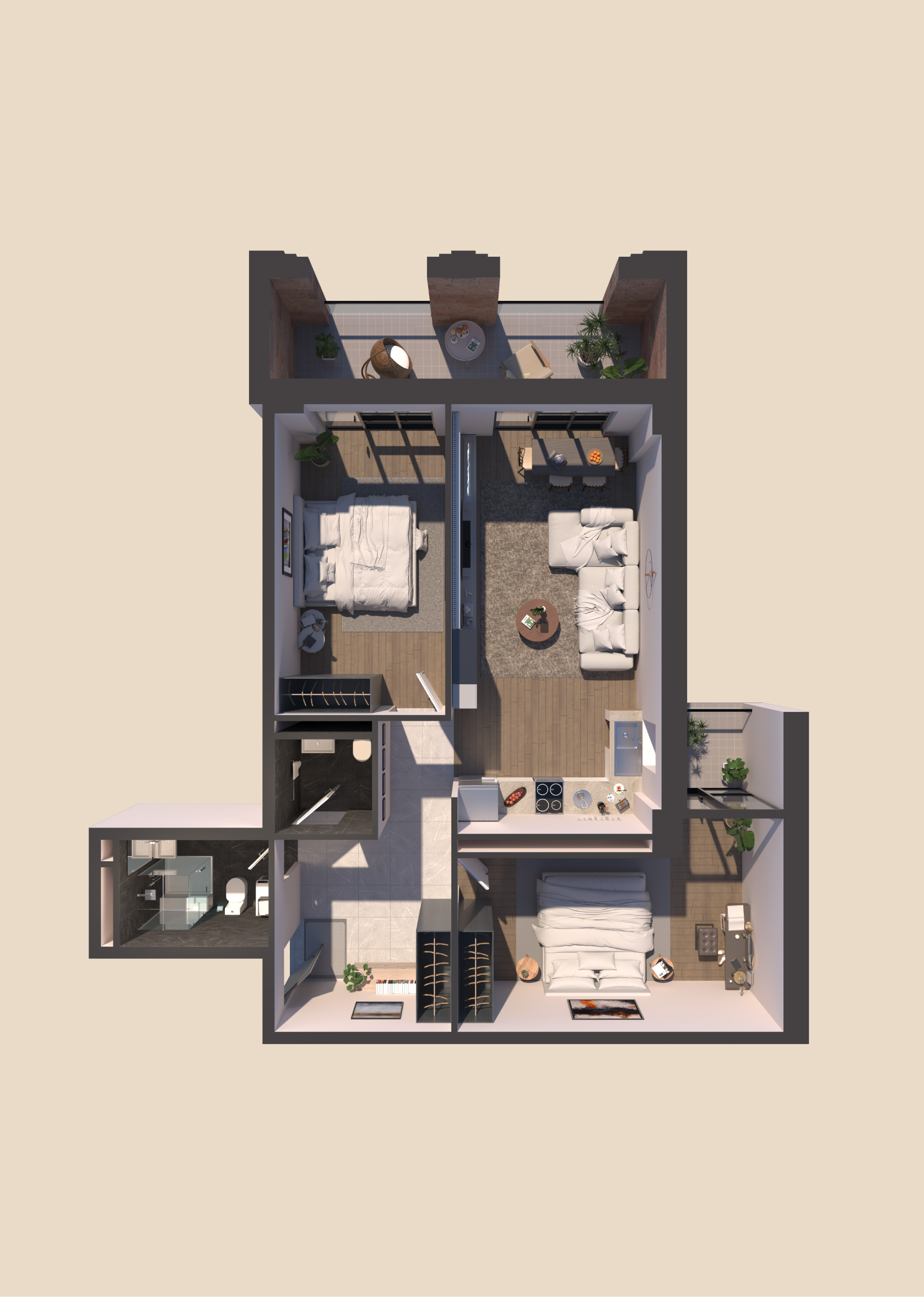 Modern apartment floor plan layout