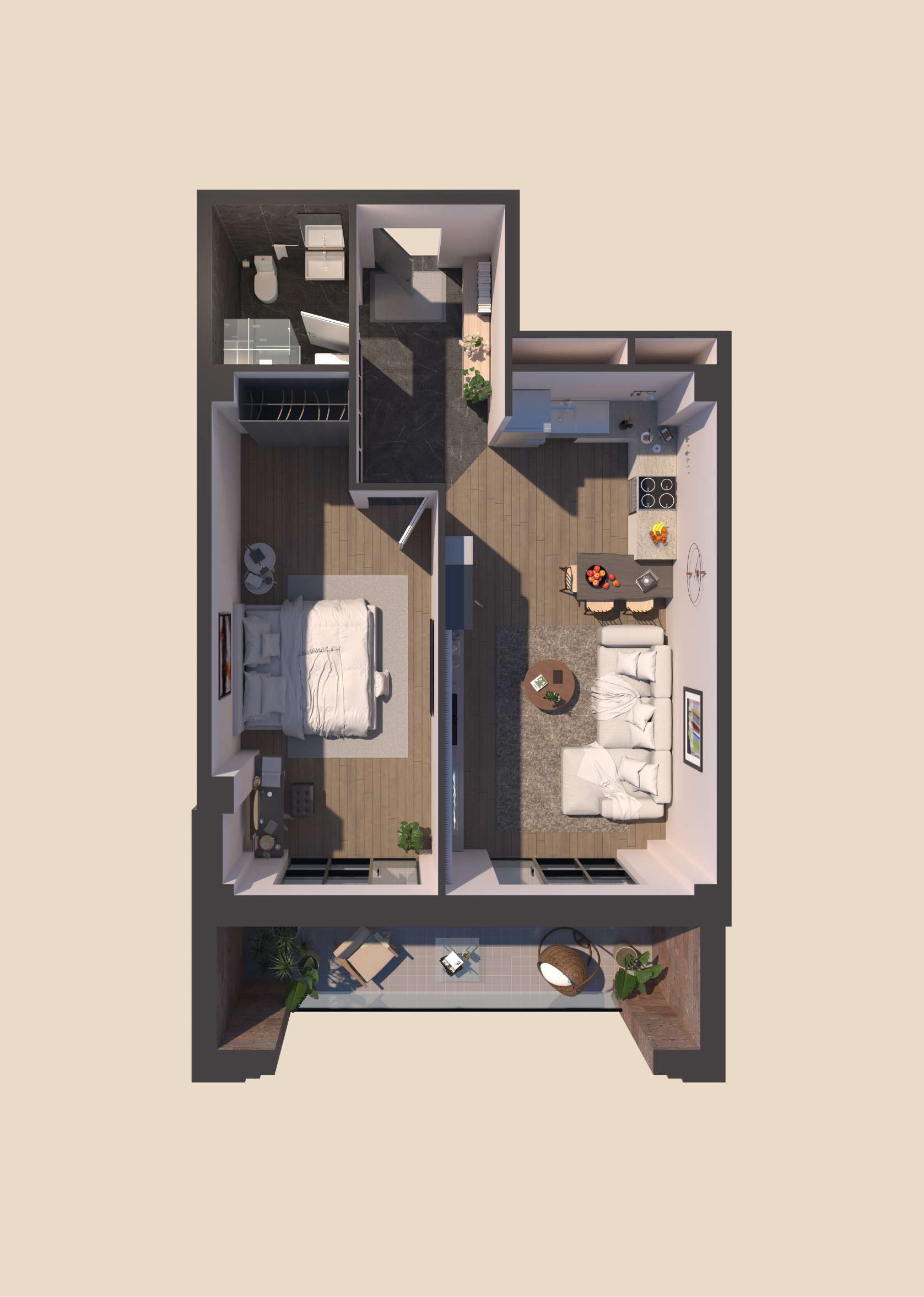 Modern apartment floor plan layout